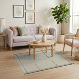 Beige Geometric Grid Area Rug with Red Accents