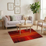 Bold Red Orange Geometric Grid Area Rug