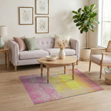 Vibrant Pink Yellow Geometric Southwestern Rug