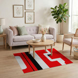 Bold Red Geometric Cutout Area Rug