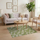 Emerald Green Leaf Pattern Area Rug