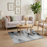 Geometric Waves Black White Area Rug