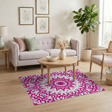 Pink Tribal Sun Mandala Area Rug