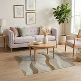 Wavy Beige Abstract Area Rug