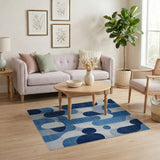 Geometric Modern Navy Blue Abstract Geometric Area Rug