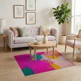 Vibrant Pink Teal Yellow Abstract Splatter Rug