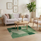 Green Geometric Abstract Area Rug