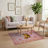 Adorable Pink Tiger Cartoon Area Rug