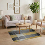 Bold Yellow Black Grey Geometric Plaid Rug