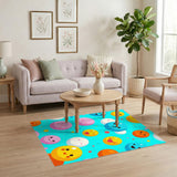 Joyful Smiling Faces Kids Cartoon Rug
