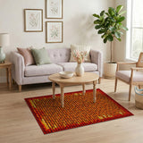 Fiery Orange Brick Wall Area Rug