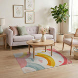 Whimsical Rainbow Clouds Kids Area Rug