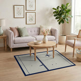 Beige and Neutral Navy Airplane Silhouette Area Rug