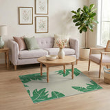 Green Monstera Leaves Corner Area Rug