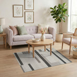 Modern Grey Geometric Block Geometric Modern Area Rug