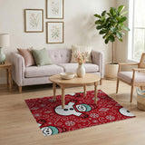Festive Snowman Cartoon Area Rug