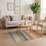 Horizontal Stripe Vibrant Multi-Color Horizontal Stripe Area Rug