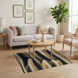 Abstract Sand Dune Area Rug in Brown Tan