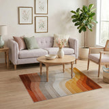 Abstract Area Orange Wavy Orange Abstract Area Rug
