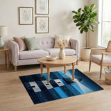 Navy Striped Lighthouse Beam Area Rug