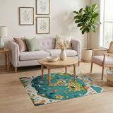 Whimsical Cartoon World Map Globe Rug with Cute Animals