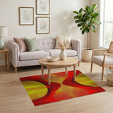 Vibrant Red Yellow Geometric Abstract Area Rug