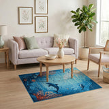 Serene Dolphin Ocean Coral Reef Area Rug