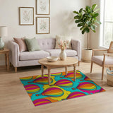 Vibrant Rainbow Balloon Kids Cartoon Rug