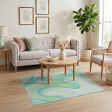 Teal Mint Swirl Abstract Area Rug