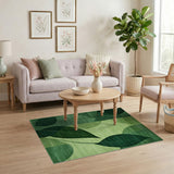 Modern Green Leaf Circle Area Rug