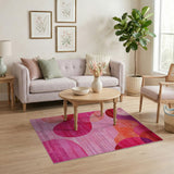 Vibrant Pink Purple Geometric Abstract Area Rug