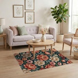 Multi-color and Patterns Blush Peony Floral Area Rug