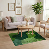 Emerald Green Abstract Organic Shapes Area Rug with White Blooms