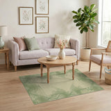 Green Geometric Border Cream Area Rug
