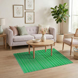 Vibrant Green White Striped Woven Area Rug