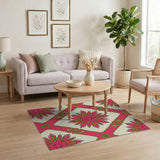 Multi-color and Patterns Vibrant Pink Starburst Geometric Area Rug