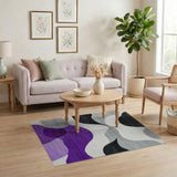 Purple Black Grey Abstract Area Rug