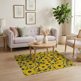 Yellow Vibrant Yellow Sunflower Navy Area Rug