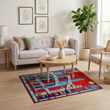 Geometric Cityscape Skyline Area Rug