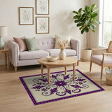 Elegant Purple Floral Medallion Area Rug