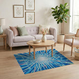 Radiant Abstract Blue Burst Area Rug