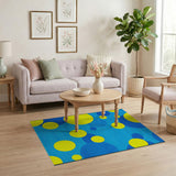 Playful Yellow Blue Bubble Area Rug