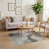 Grey Wavy Grey Abstract Area Rug