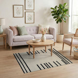 Bold Black Striped Geometric Area Rug