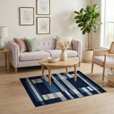 Geometric Modern Navy Blue Geometric Abstract Area Rug