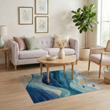 Blue Teal Ocean Waves Starfish Coastal Rug