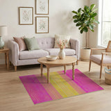 Vibrant Pink Yellow Geometric Woven Area Rug