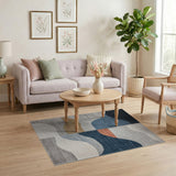 Modern Geometric Wave Abstract Area Rug