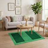 Green Emerald Green Plaid Geometric Area Rug