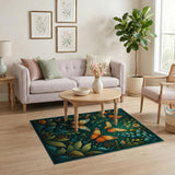 Floral Vintage Vibrant Butterfly Meadow Area Rug